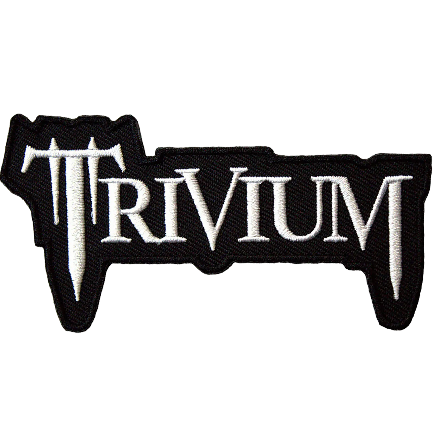 Patch Trivium logo noir et blanc cut-out thermocollant 10 × 5 cm | Trivium black and white logo cut-out iron-on patch 10 × 5 cm