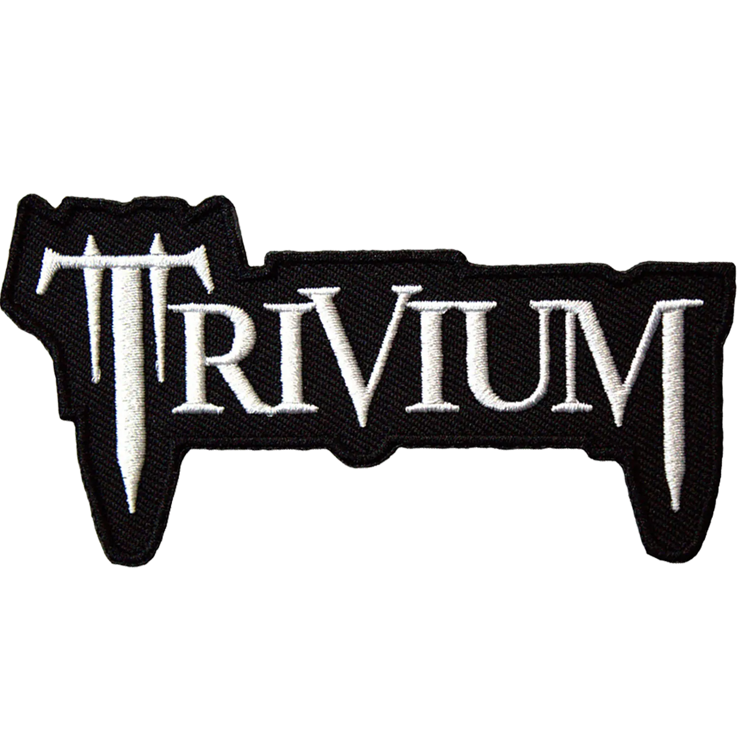 Patch Trivium logo noir et blanc cut-out thermocollant 10 × 5 cm | Trivium black and white logo cut-out iron-on patch 10 × 5 cm