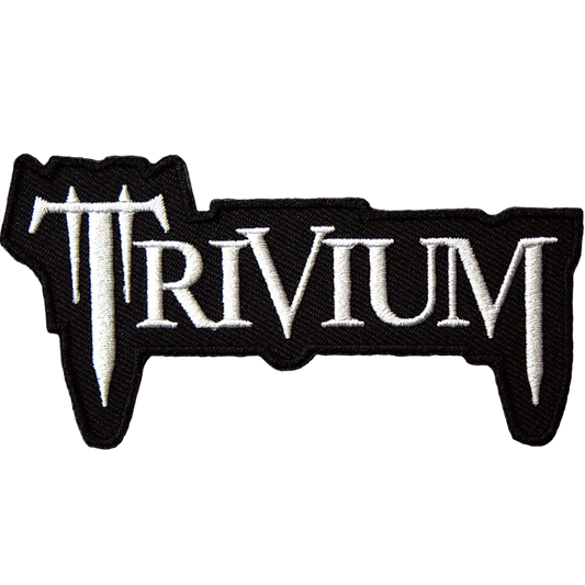 Patch Trivium logo noir et blanc cut-out thermocollant 10 × 5 cm | Trivium black and white logo cut-out iron-on patch 10 × 5 cm