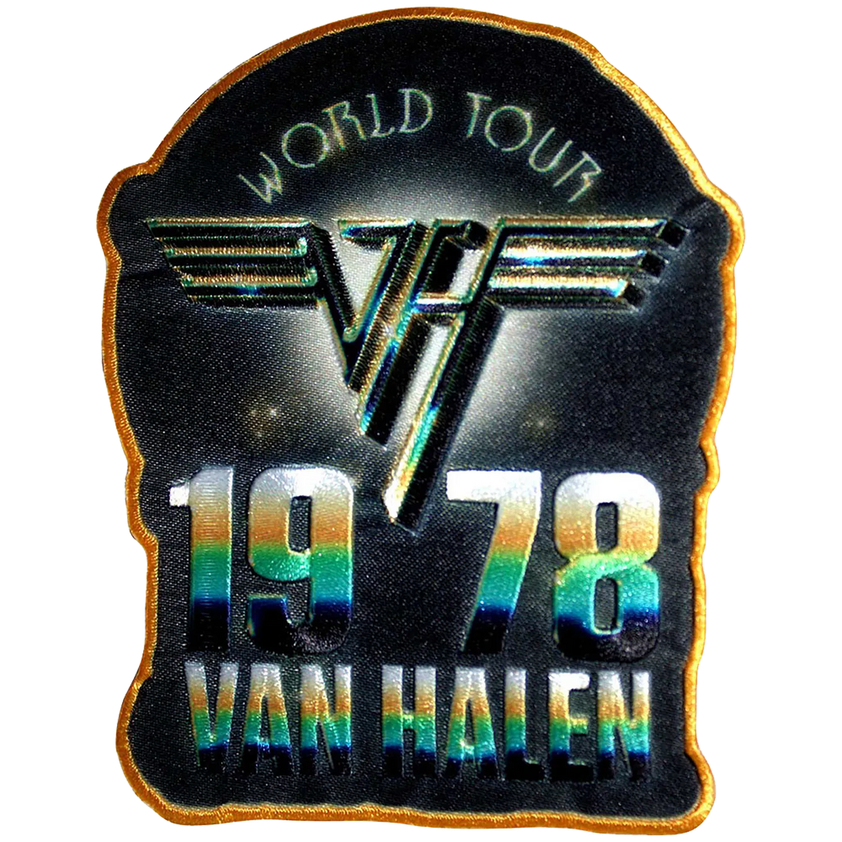 Patch Van Halen World Tour 1978 logo VH thermocollant 9 x 10 cm | Official Van Halen World Tour 1978 VH logo iron-on patch 9 x 10 cm