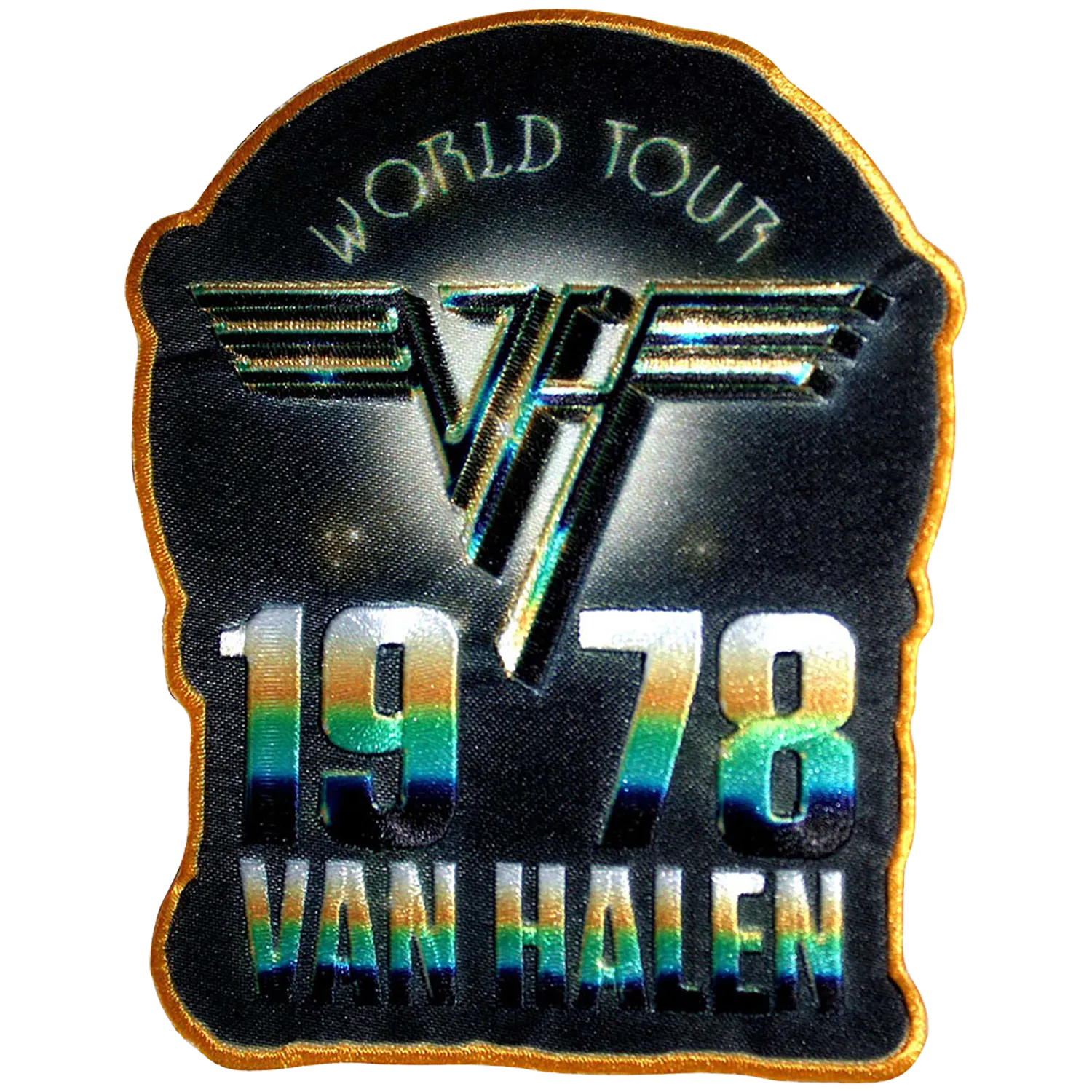 Patch Van Halen World Tour 1978 logo VH thermocollant 9 x 10 cm | Official Van Halen World Tour 1978 VH logo iron-on patch 9 x 10 cm