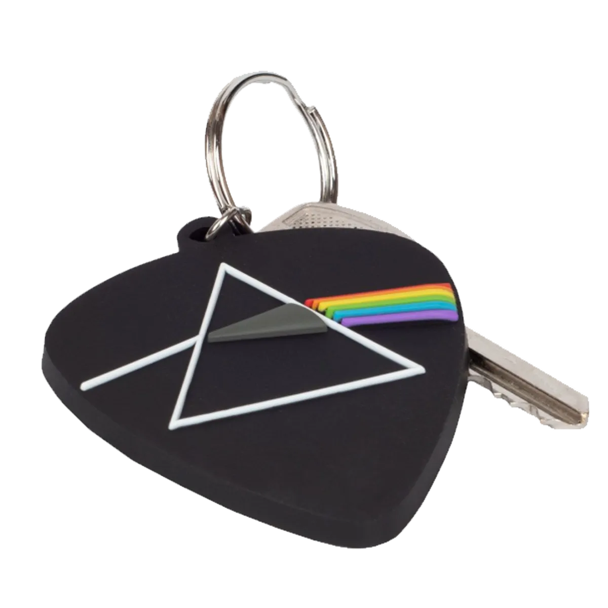Porte-clés médiator Pink Floyd avec clé accrochée