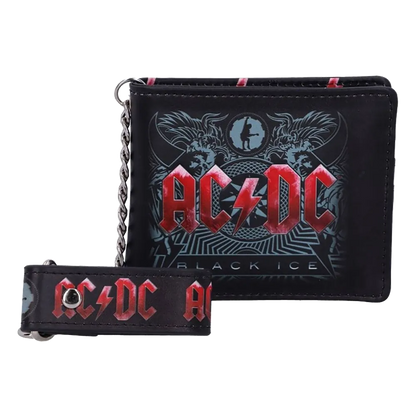 Portefeuille AC/DC – Black Ice avec chaîne (vue de face)