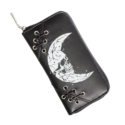 Portefeuille gothique Banned Alternative Skull Moon avec imprimé lune-crâne
