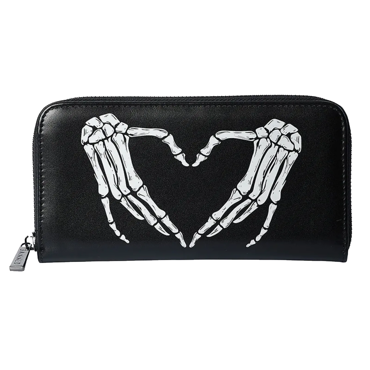 portefeuille goth banned darkest love coeur squelettes face