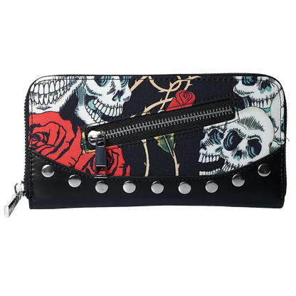 portefeuille goth banned skull roses face | wallet goth banned skull roses face