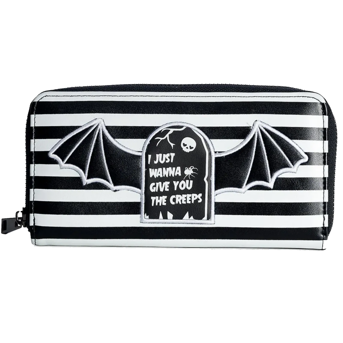 Portefeuille goth rayé Banned Alternative Creeps avec chauve-souris
