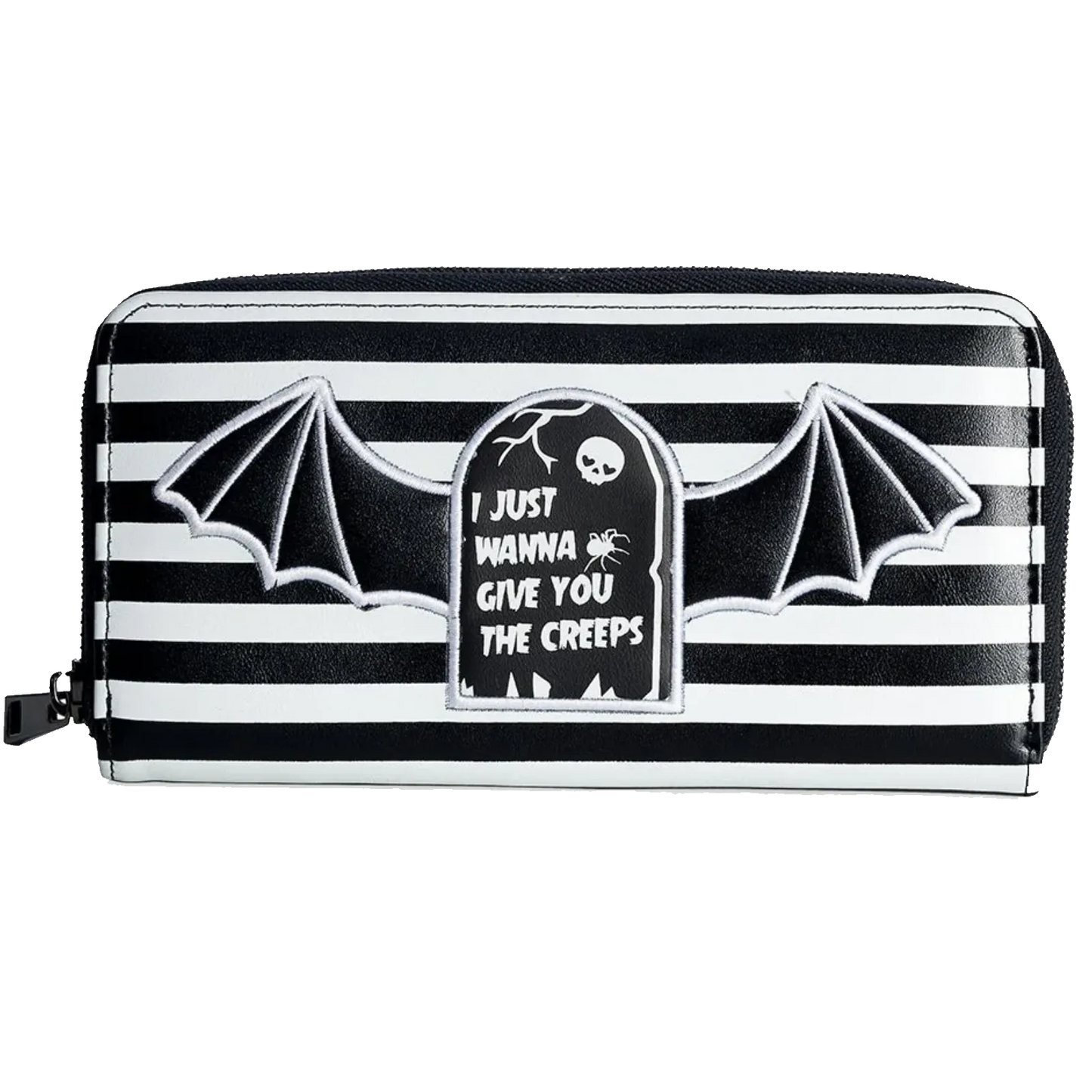 Portefeuille goth rayé Banned Alternative Creeps avec chauve-souris