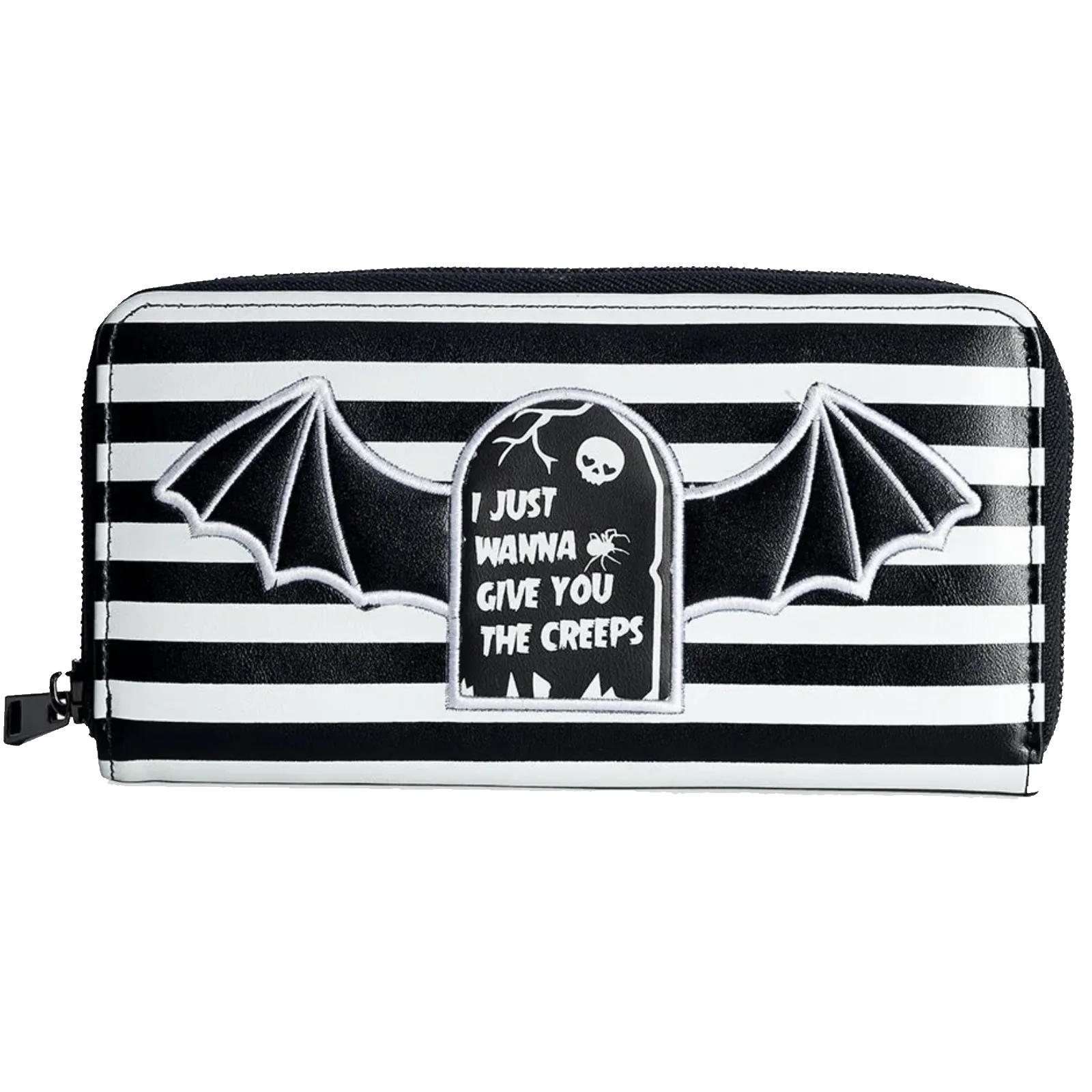 Portefeuille goth rayé Banned Alternative Creeps avec chauve-souris