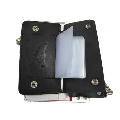 Portefeuille biker en cuir avec chaîne - Intérieur avec porte-cartes