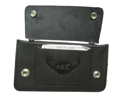 Portefeuille biker en cuir avec chaîne - boutons pression