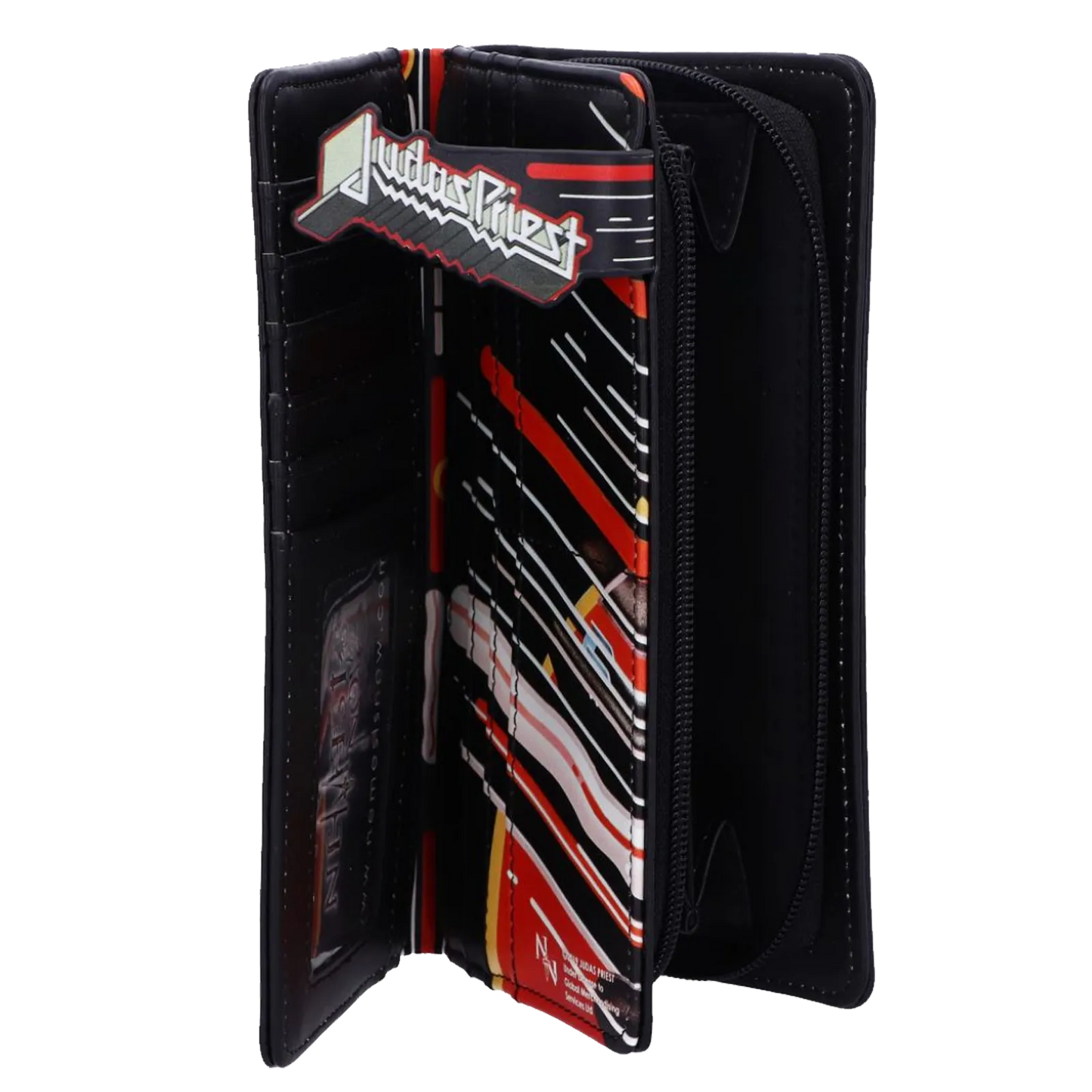 Intérieur du porte-monnaie Judas Priest Screaming for Vengeance avec multiples rangements et logo embossé