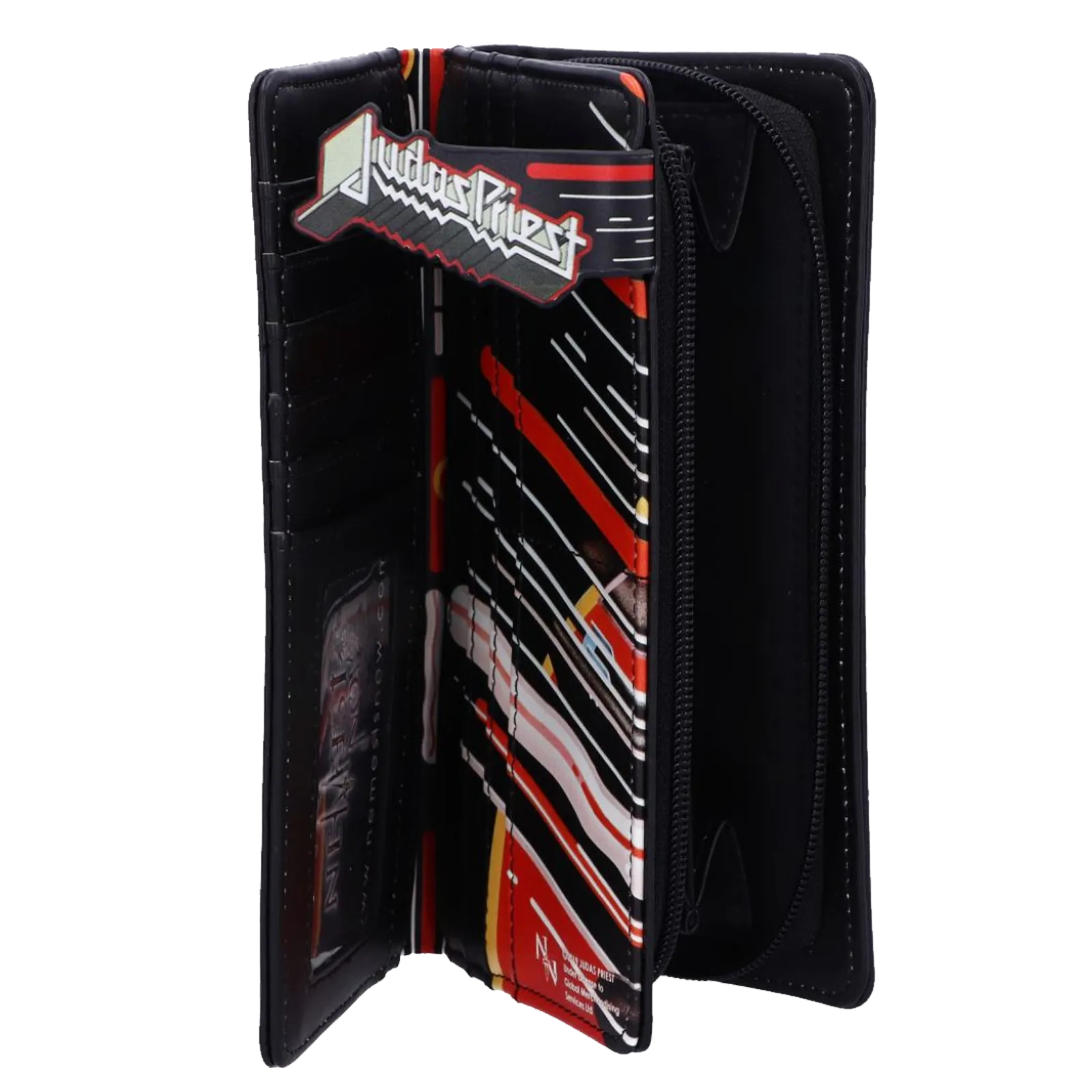 Intérieur du porte-monnaie Judas Priest Screaming for Vengeance avec multiples rangements et logo embossé