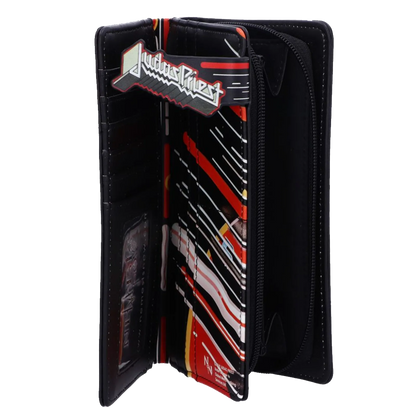 Intérieur du porte-monnaie Judas Priest Screaming for Vengeance avec multiples rangements et logo embossé