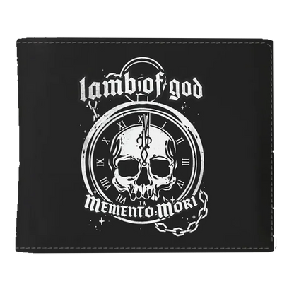 Portefeuille Lamb of God Memento Mori – visuel crâne et horloge