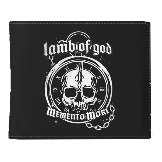 Portefeuille Lamb of God Memento Mori – visuel crâne et horloge