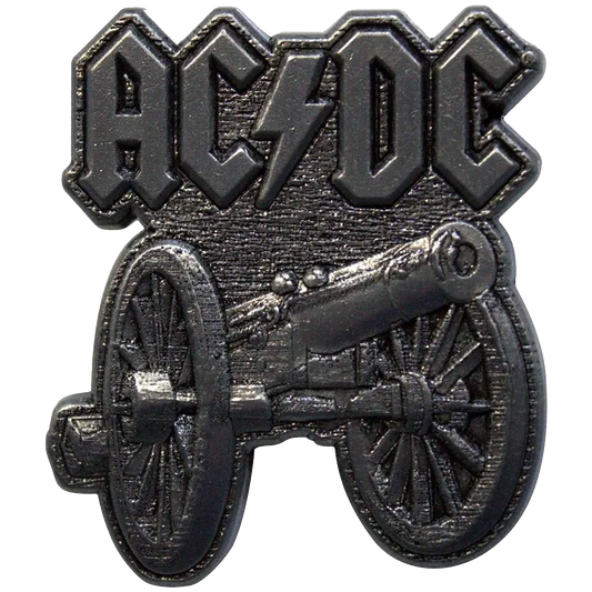 Pin logo AC/DC - For Those about to Rock argenté - badge métallique officiel Rock Off