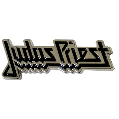 Pin logo Judas Priest argenté et noir - badge métallique officiel Rock Off