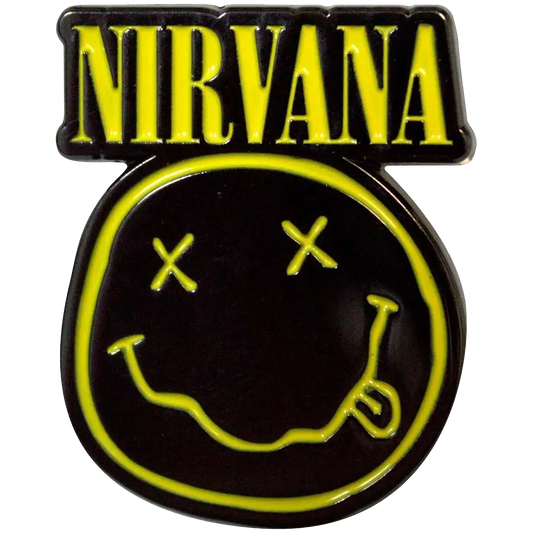 Pin's Nirvana - Smiley jaune et noir - badge métallique officiel Rock Off
