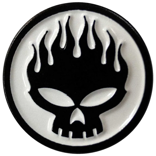 Pin's logo Offspring blanc et noir - badge métallique officiel Rock Off