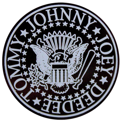 Pin's officiel Ramones avec le sceau circulaire noir et blanc | Official Ramones circular seal black and white pin badge
