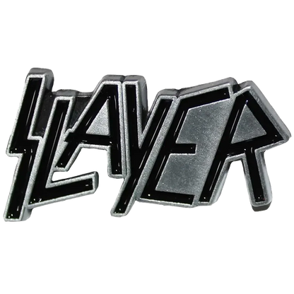 Pin's logo Slayer argenté et noir - badge métallique officiel Rock Off