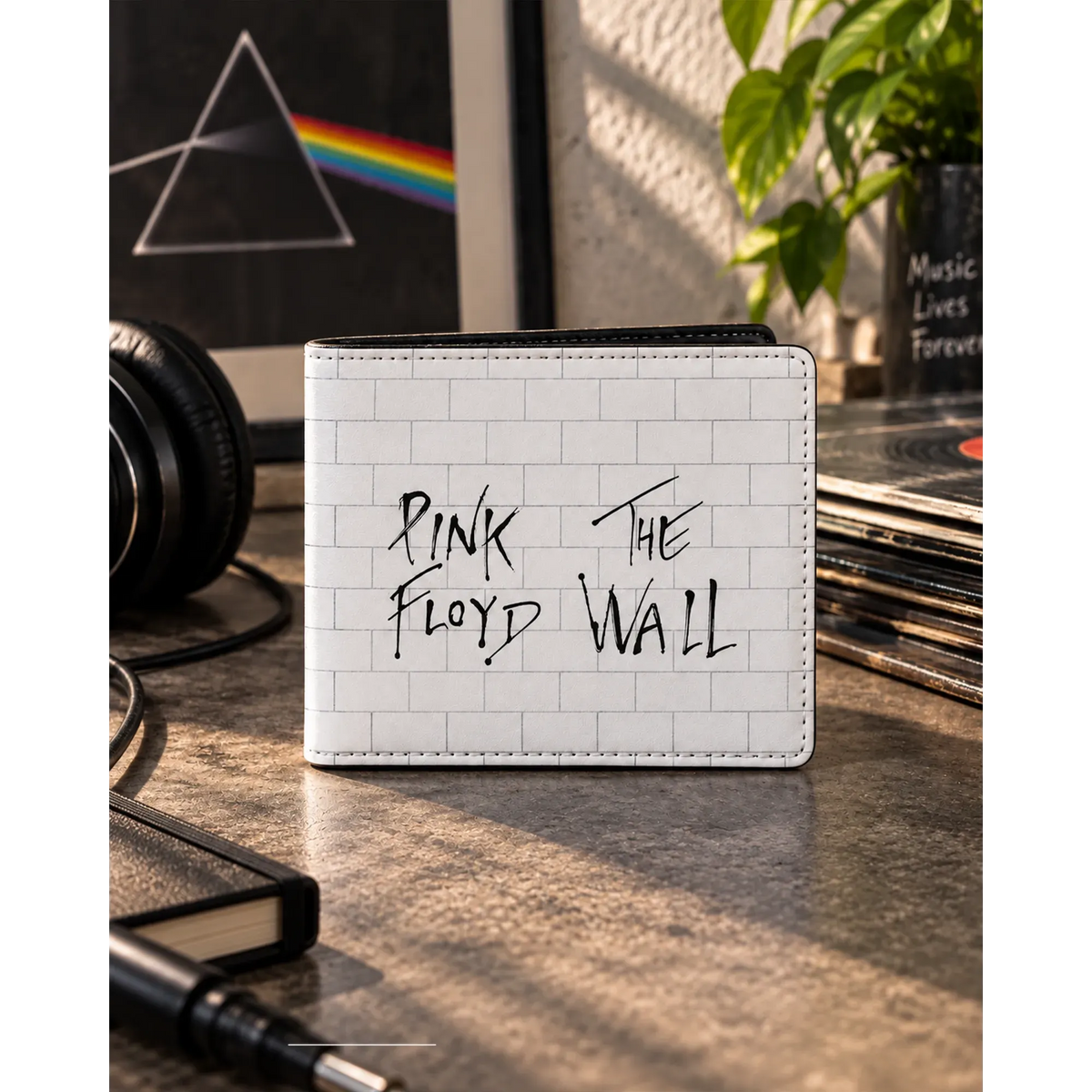 Portefeuille Pink Floyd The Wall Rocksax présenté en situation | Pink Floyd The Wall Rocksax wallet shown in a lifestyle setting