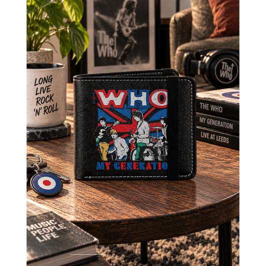 Portefeuille The Who My Generation Rocksax présenté en situation | The Who My Generation Rocksax wallet shown in a lifestyle setting