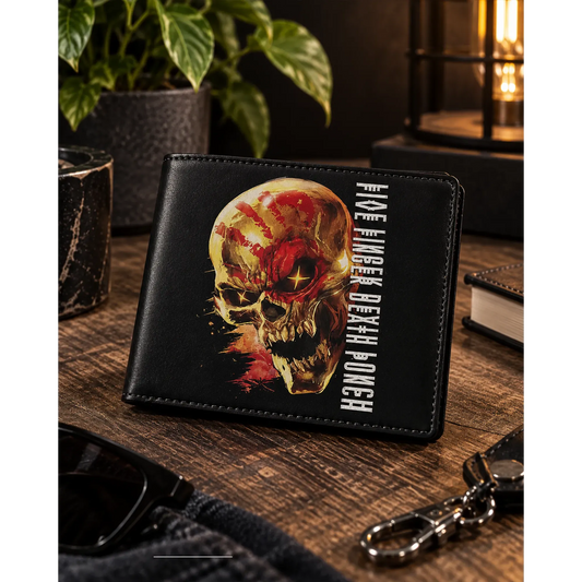 Portefeuille Five Finger Death Punch – And Justice for None RockSax présenté en situation | Five Finger Death Punch – And Justice for None RockSax wallet shown in a lifestyle setting