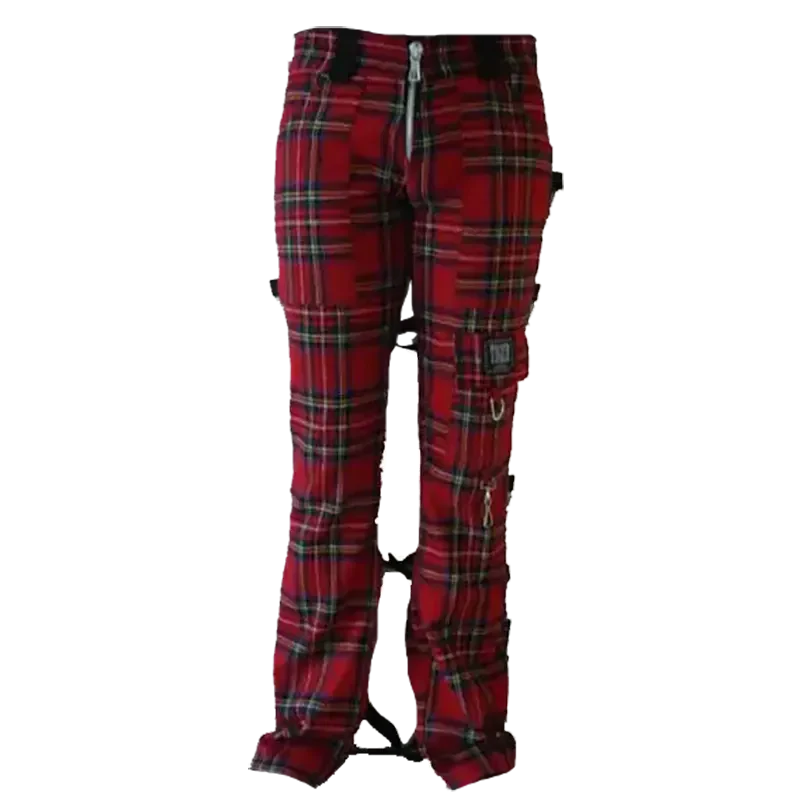 Tartan plaid trousers with removable straps