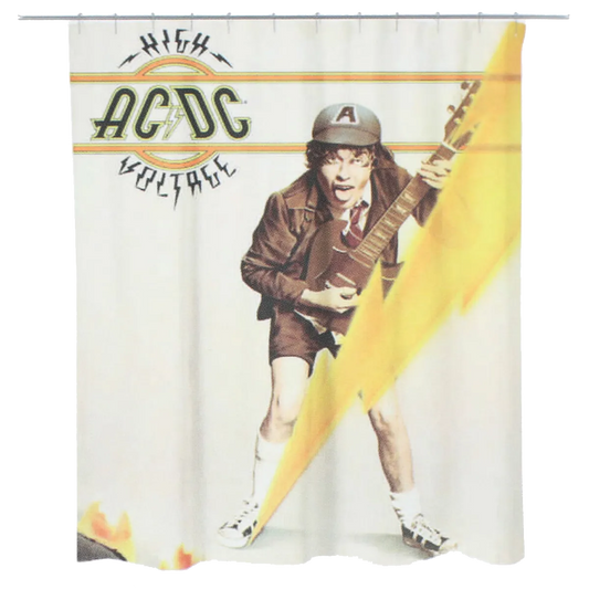 Rideau de douche AC/DC High Voltage avec Angus Young et logo mythique