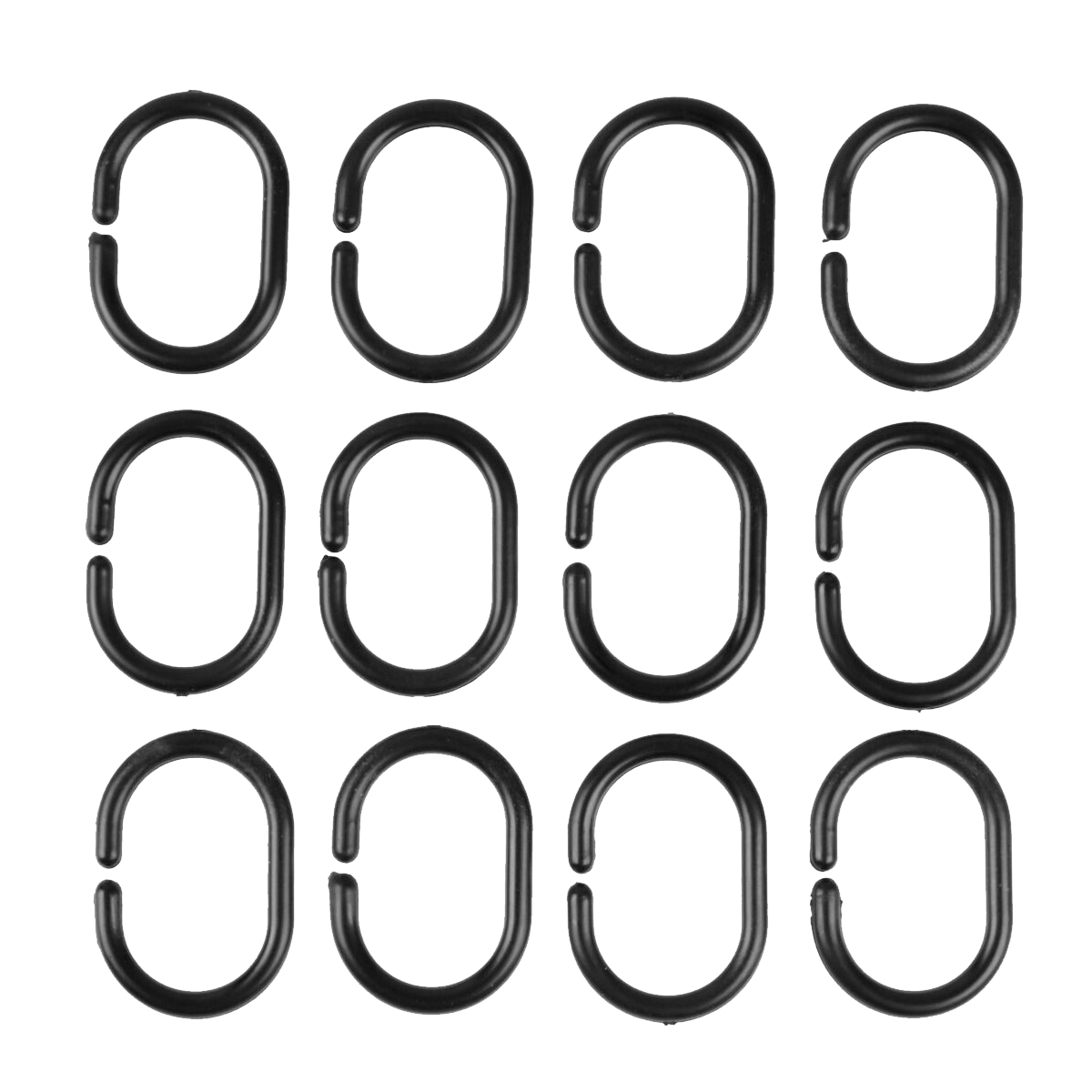 Jeu de 12 crochets en plastique noir pour rideau de douche Motörhead | Set of 12 black plastic Motörhead shower curtain hooks