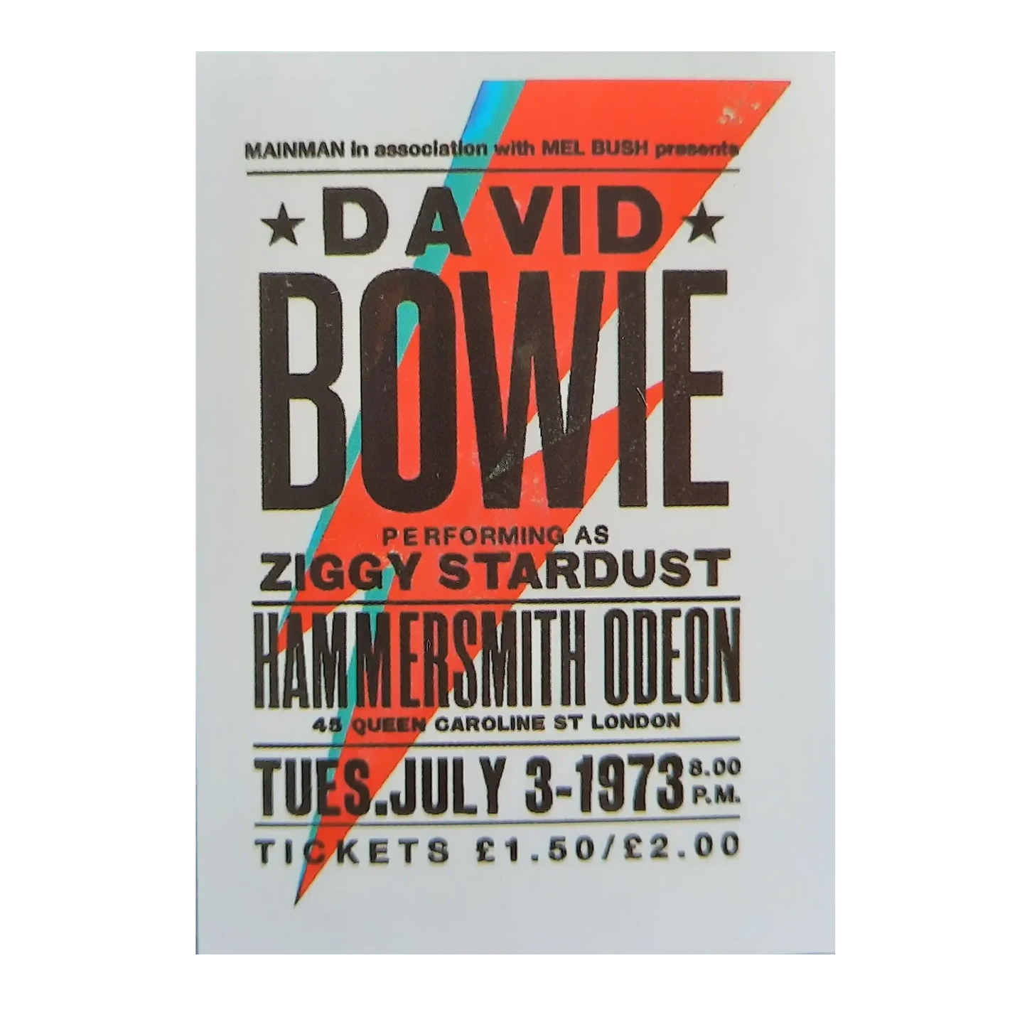Autocollant David Bowie - Ziggy Stardust at Hammersmith Odeon