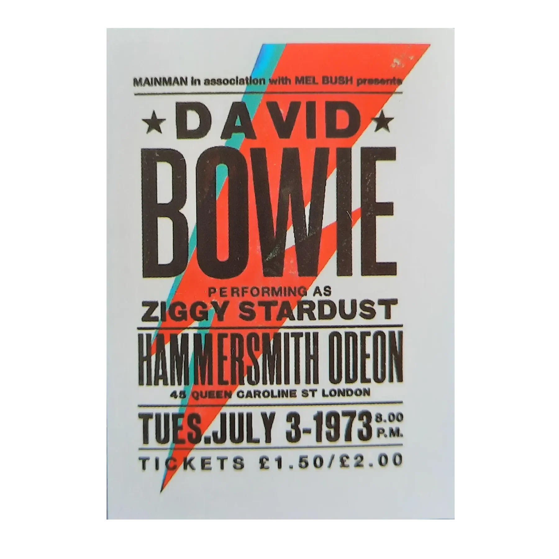 Autocollant David Bowie - Ziggy Stardust at Hammersmith Odeon