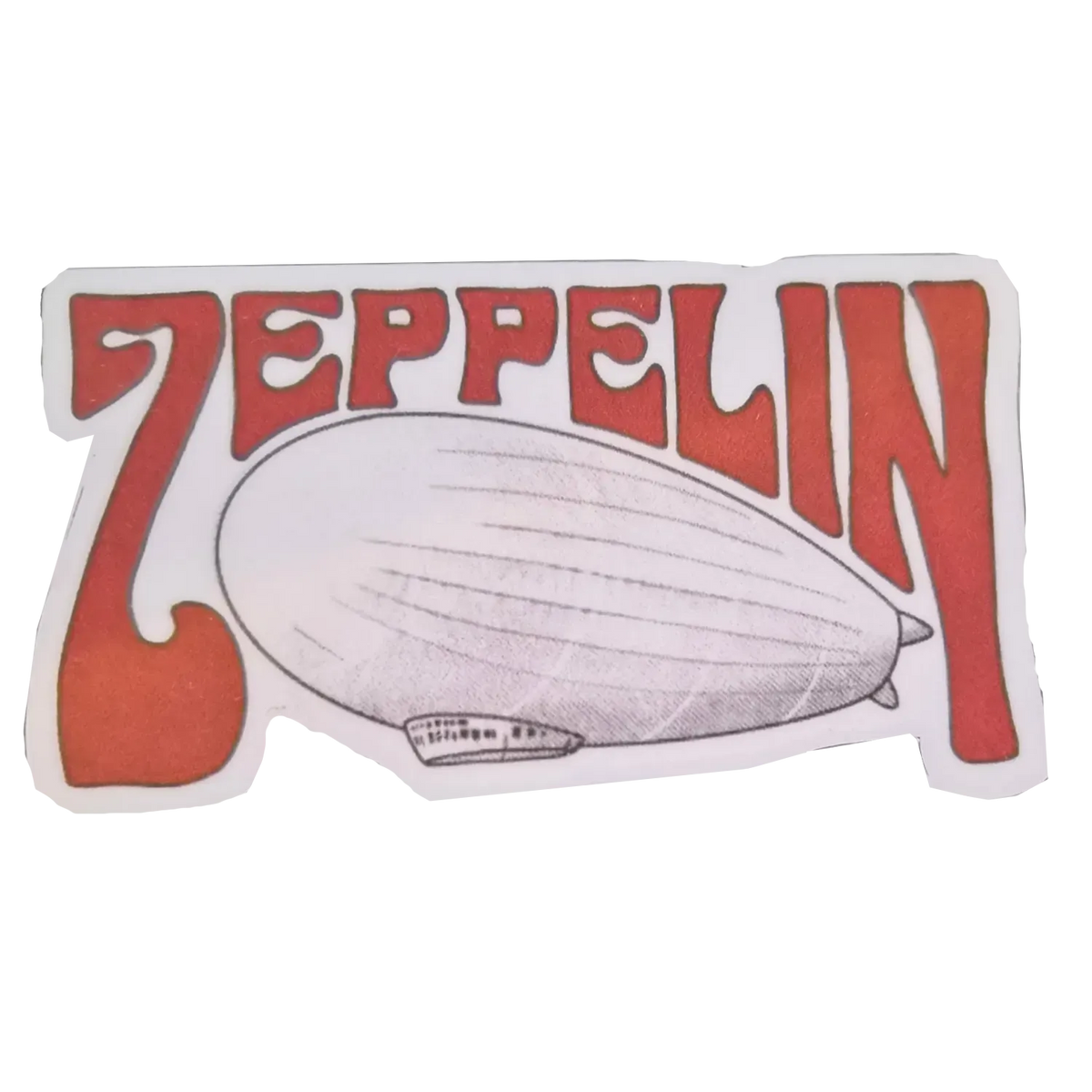 Sticker Led Zeppelin dirigeable avec lettrage Zeppelin rouge 7 × 4 cm | Led Zeppelin airship sticker with red Zeppelin lettering 7 × 4 cm