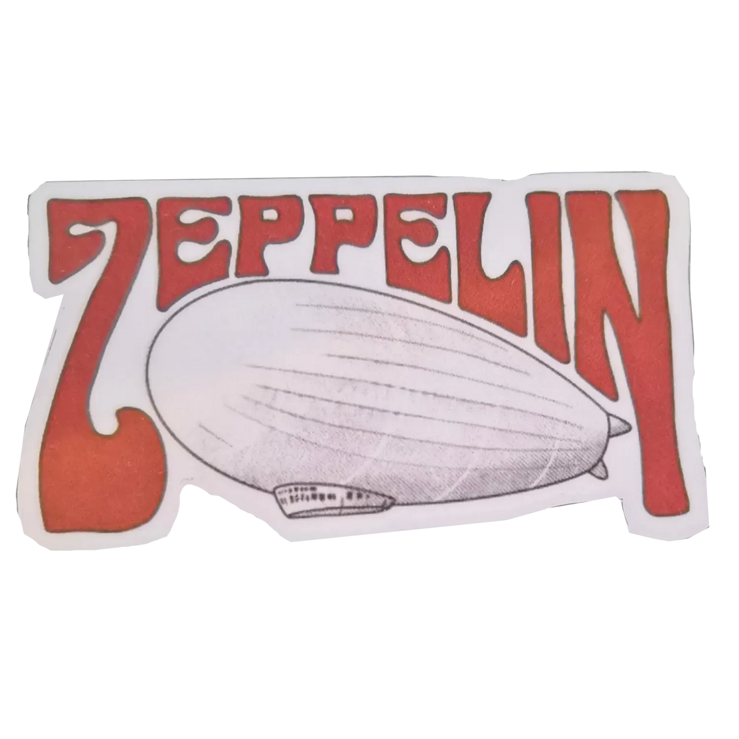 Sticker Led Zeppelin dirigeable avec lettrage Zeppelin rouge 7 × 4 cm | Led Zeppelin airship sticker with red Zeppelin lettering 7 × 4 cm