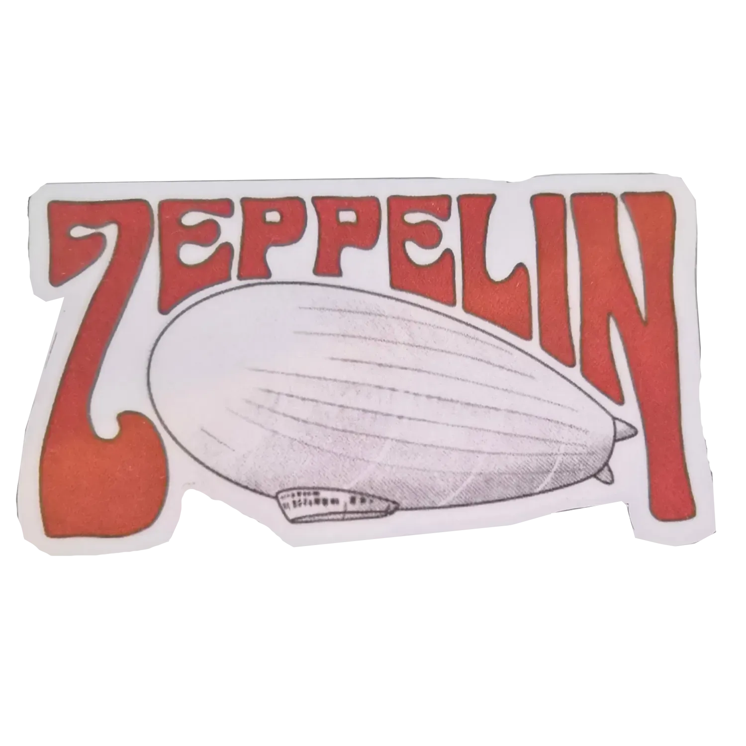 Sticker Led Zeppelin dirigeable avec lettrage Zeppelin rouge 7 × 4 cm | Led Zeppelin airship sticker with red Zeppelin lettering 7 × 4 cm