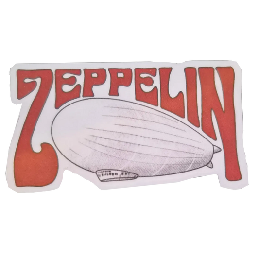 Sticker Led Zeppelin dirigeable avec lettrage Zeppelin rouge 7 × 4 cm | Led Zeppelin airship sticker with red Zeppelin lettering 7 × 4 cm