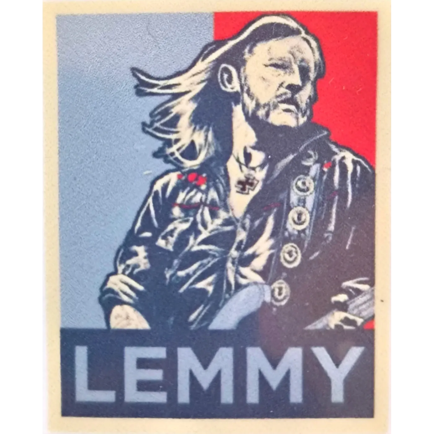 Sticker Lemmy Kilmister Motörhead portrait bleu rouge 4 × 5 cm | Lemmy Kilmister Motörhead blue red portrait sticker 4 × 5 cm