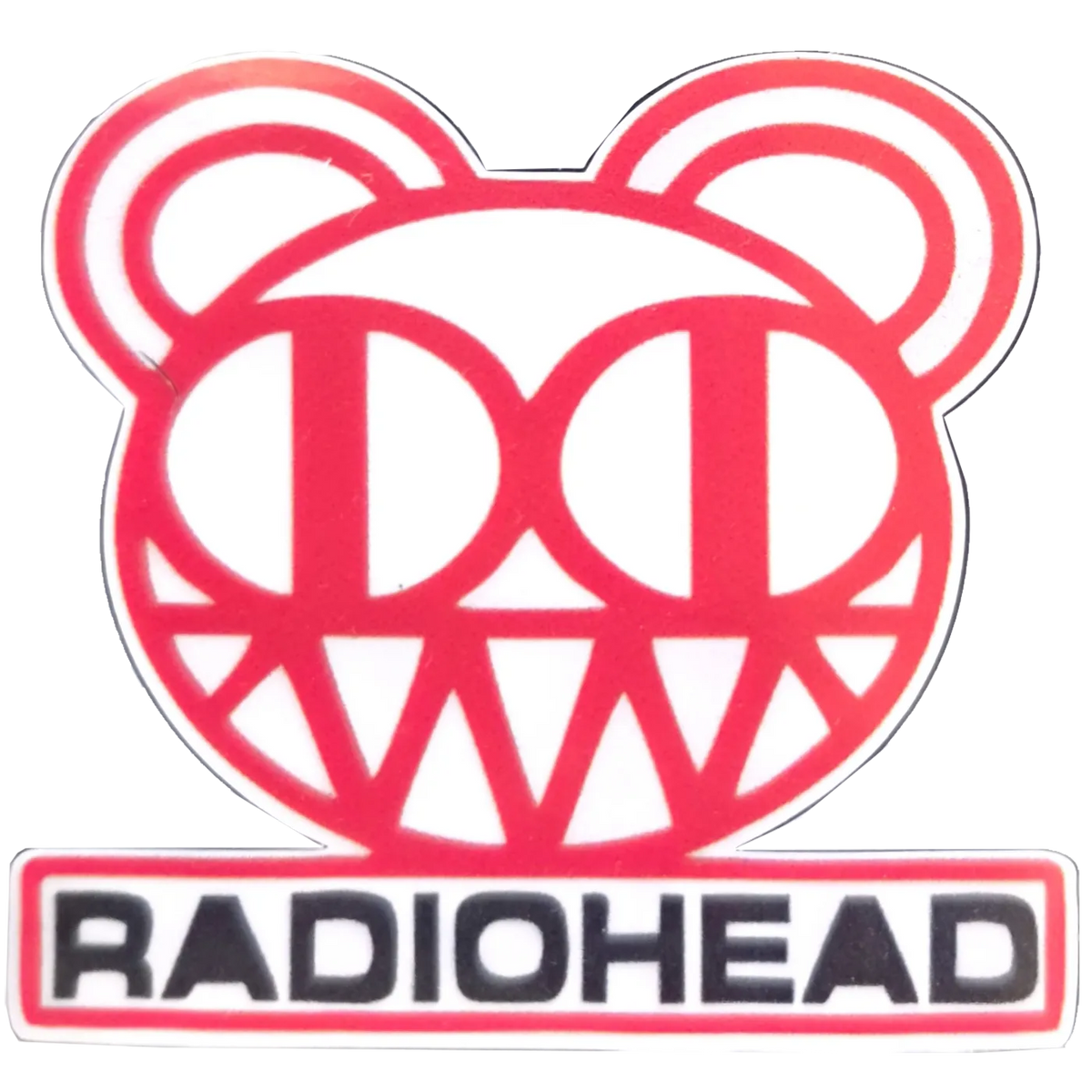 Sticker Radiohead Modified Bear rouge et blanc 5 × 5 cm | Radiohead red and white Modified Bear sticker 5 × 5 cm