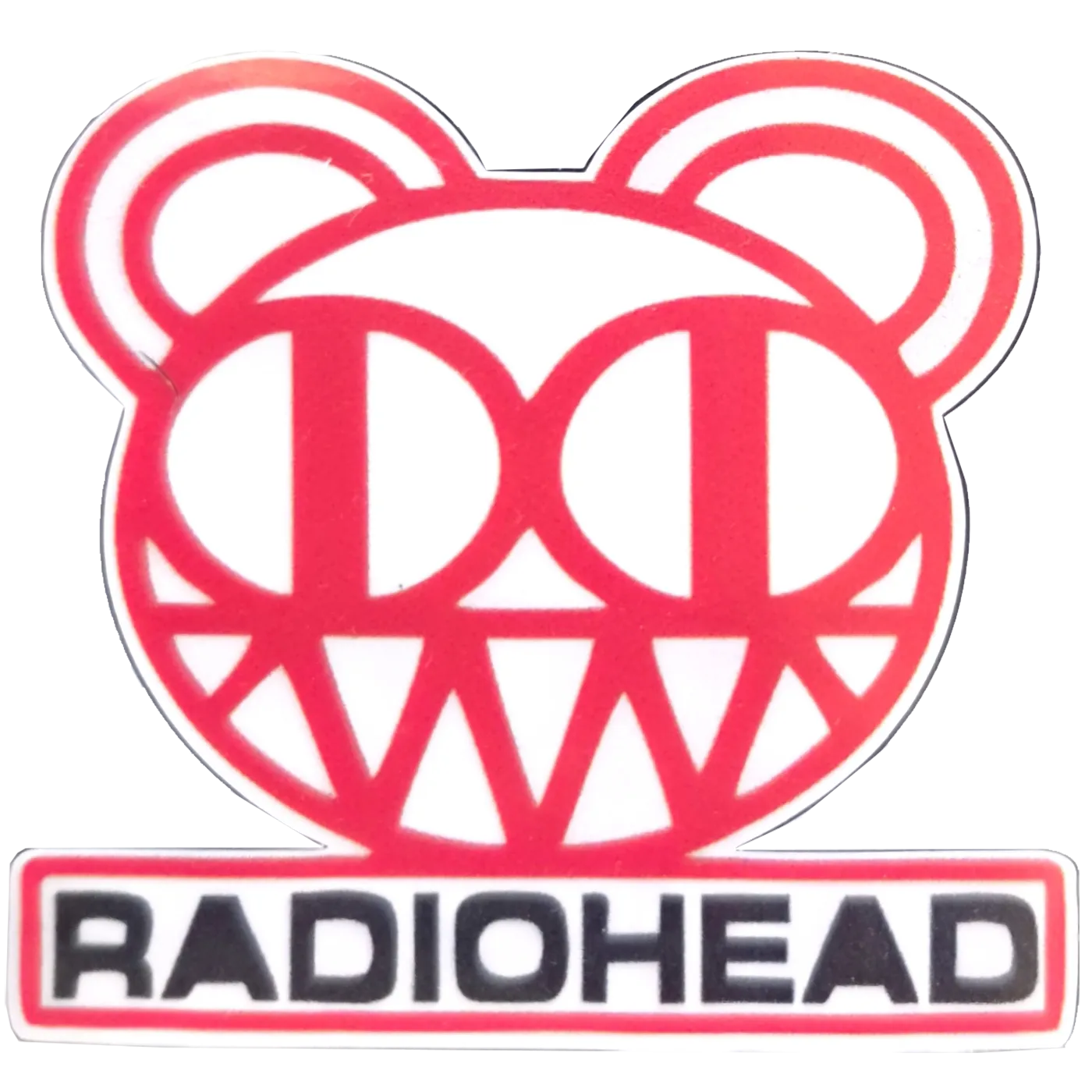 Sticker Radiohead Modified Bear rouge et blanc 5 × 5 cm | Radiohead red and white Modified Bear sticker 5 × 5 cm