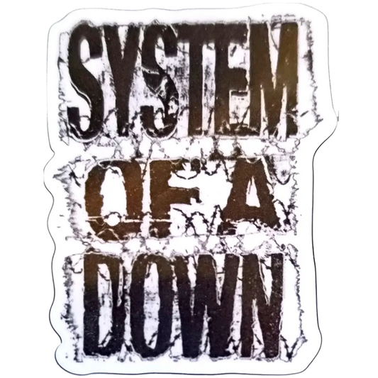 Sticker System of a Down logo grunge noir et blanc 4 × 5 cm | System of a Down grunge black and white logo sticker 4 × 5 cm