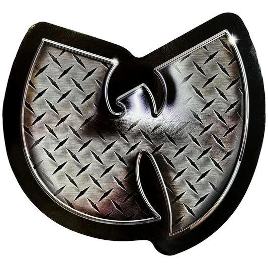 Logo Wu-Tang Clan effet métal avec inscription WU-TANG | Wu-Tang Clan metal-effect logo with WU-TANG lettering