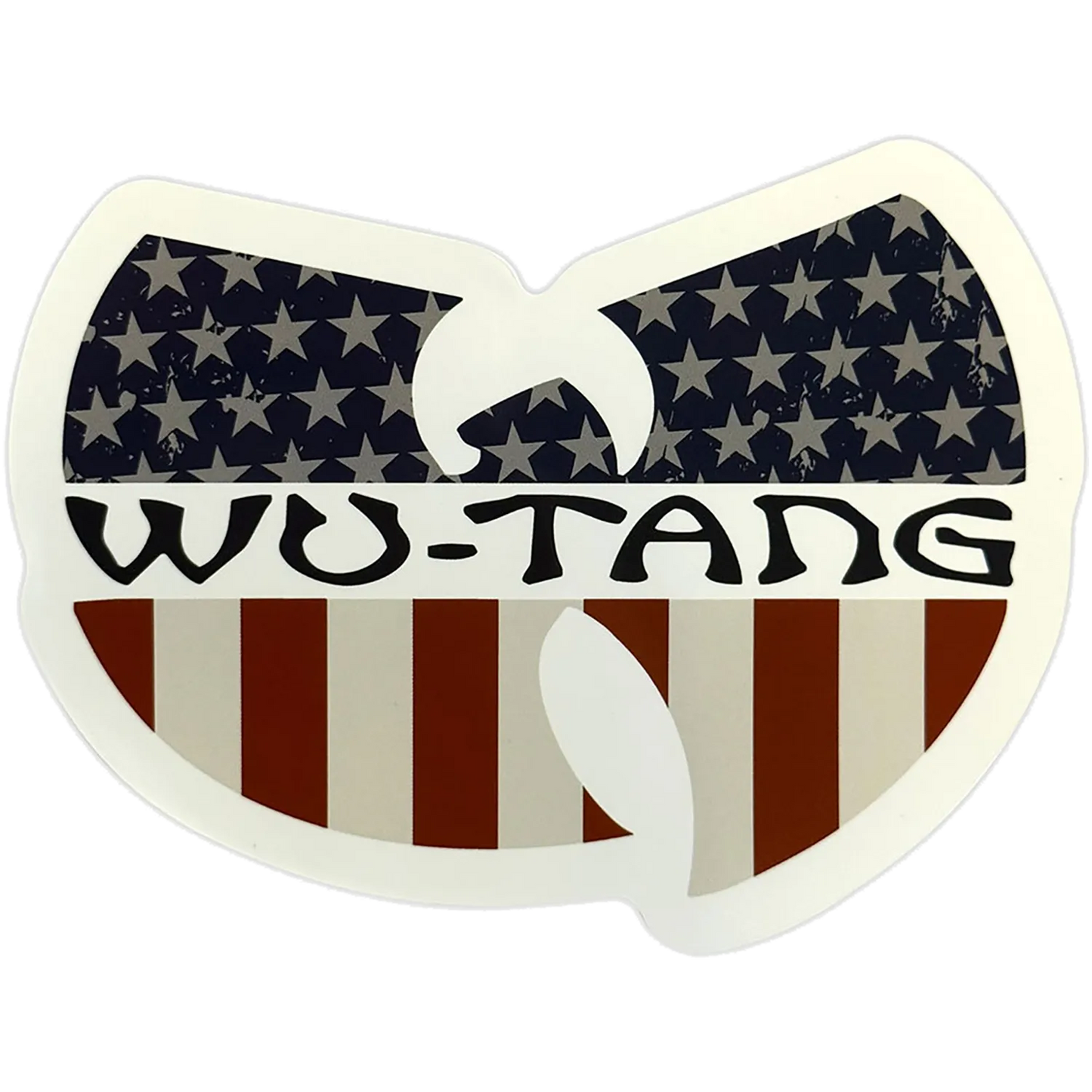 Logo Wu-Tang Clan aux couleurs du drapeau américain avec inscription WU-TANG | Wu-Tang Clan logo with American flag design and WU-TANG lettering