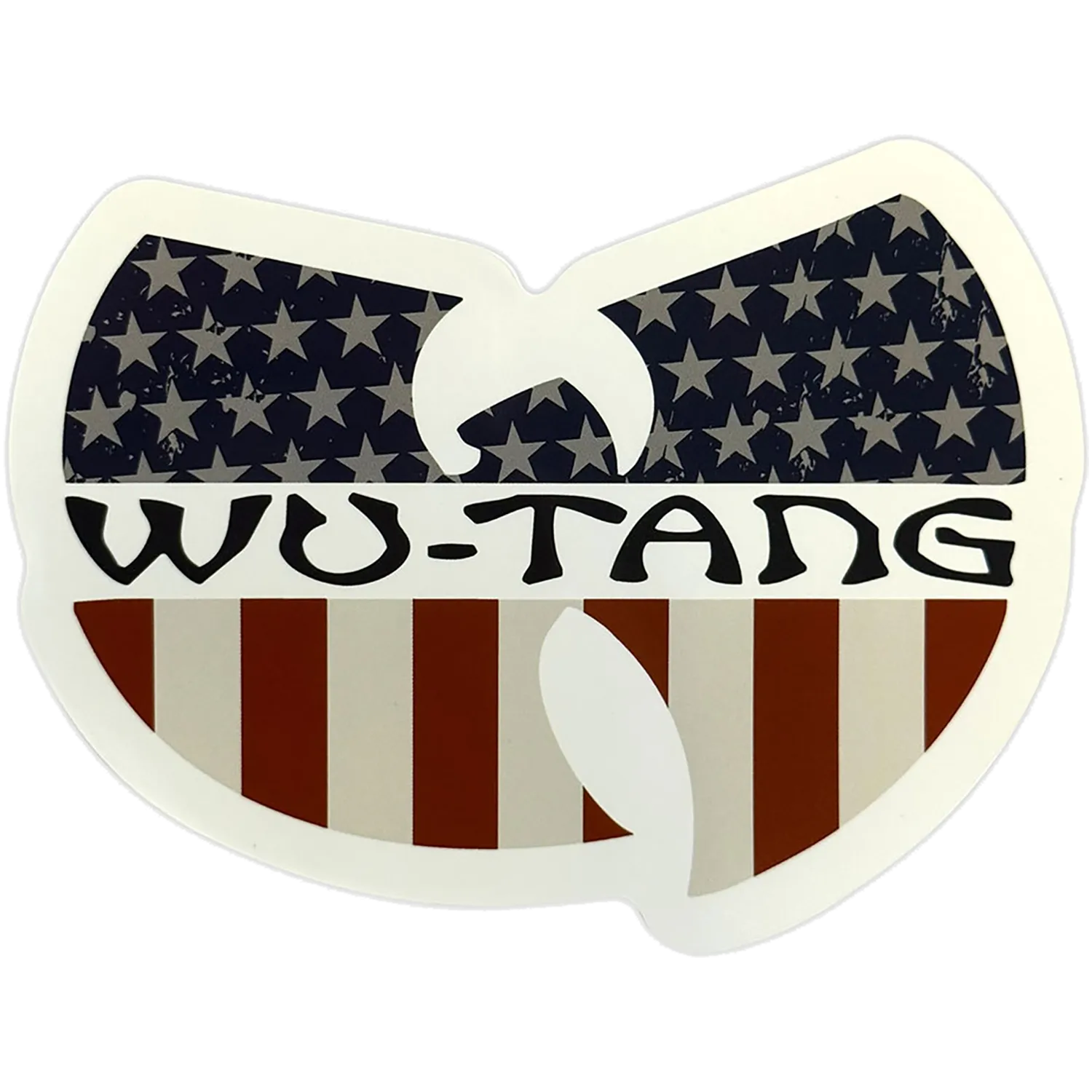 Logo Wu-Tang Clan aux couleurs du drapeau américain avec inscription WU-TANG | Wu-Tang Clan logo with American flag design and WU-TANG lettering