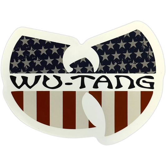 Logo Wu-Tang Clan aux couleurs du drapeau américain avec inscription WU-TANG | Wu-Tang Clan logo with American flag design and WU-TANG lettering