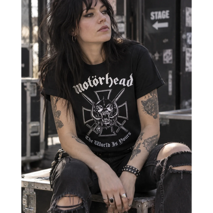 T-shirt Motörhead The World Is Yours noir porté en backstage | Motörhead The World Is Yours black T-shirt worn backstage