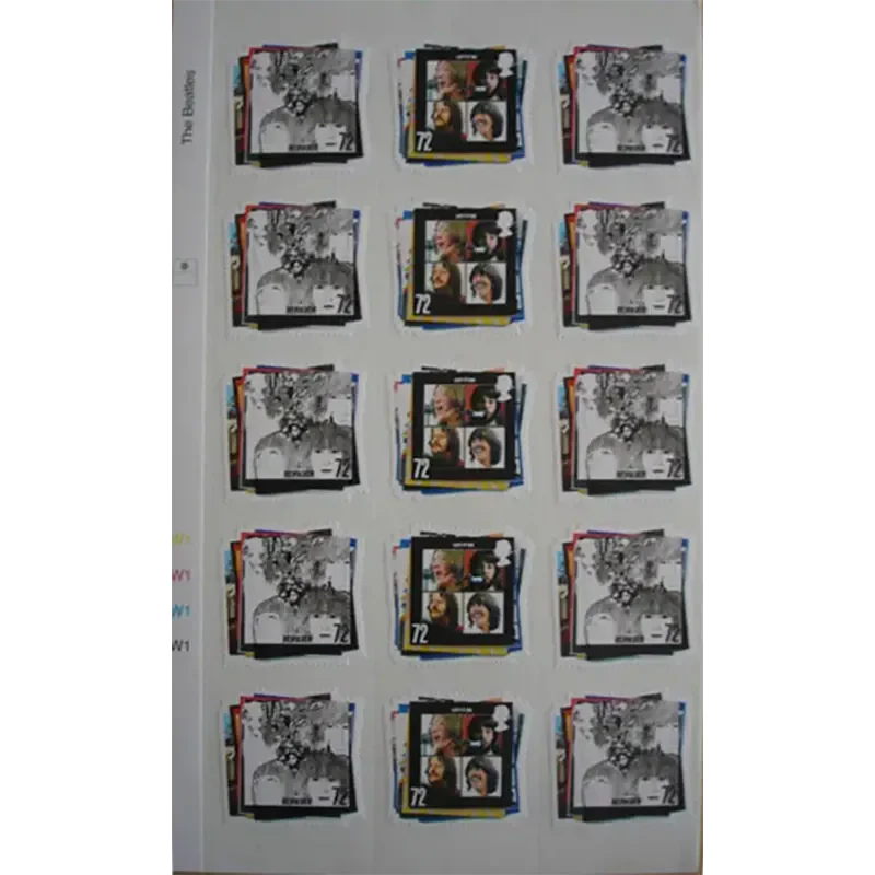 Planche de 30 timbres Beatles - Let it be/Revolver (gros plan)