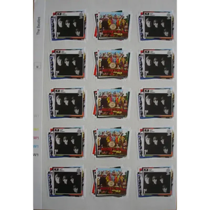 Planche de 30 timbres Beatles - Sgt Pepper/Fab four (gros plan)