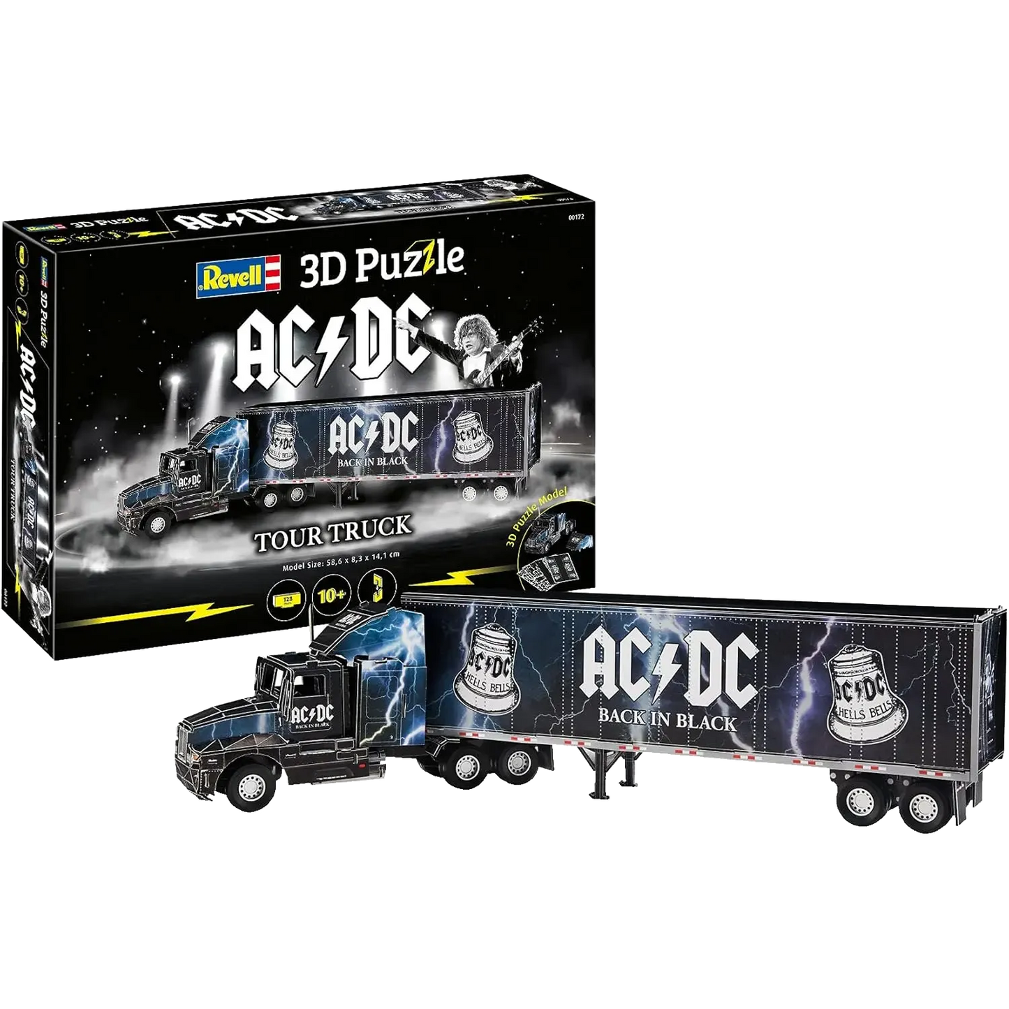 Image de la boîte du puzzle 3D AC/DC représentant le tour truck "Back in Black"